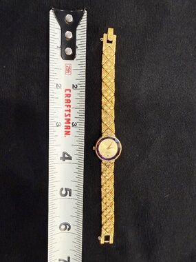 Vintage Seiko Lassale Gold Watch. Rare Purple Faceted Crystal